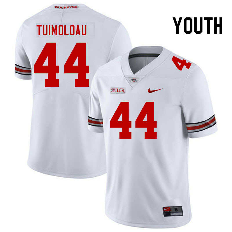 Ohio State Buckeyes JT Tuimoloau Youth #44 White Authentic Stitched College Football Jersey